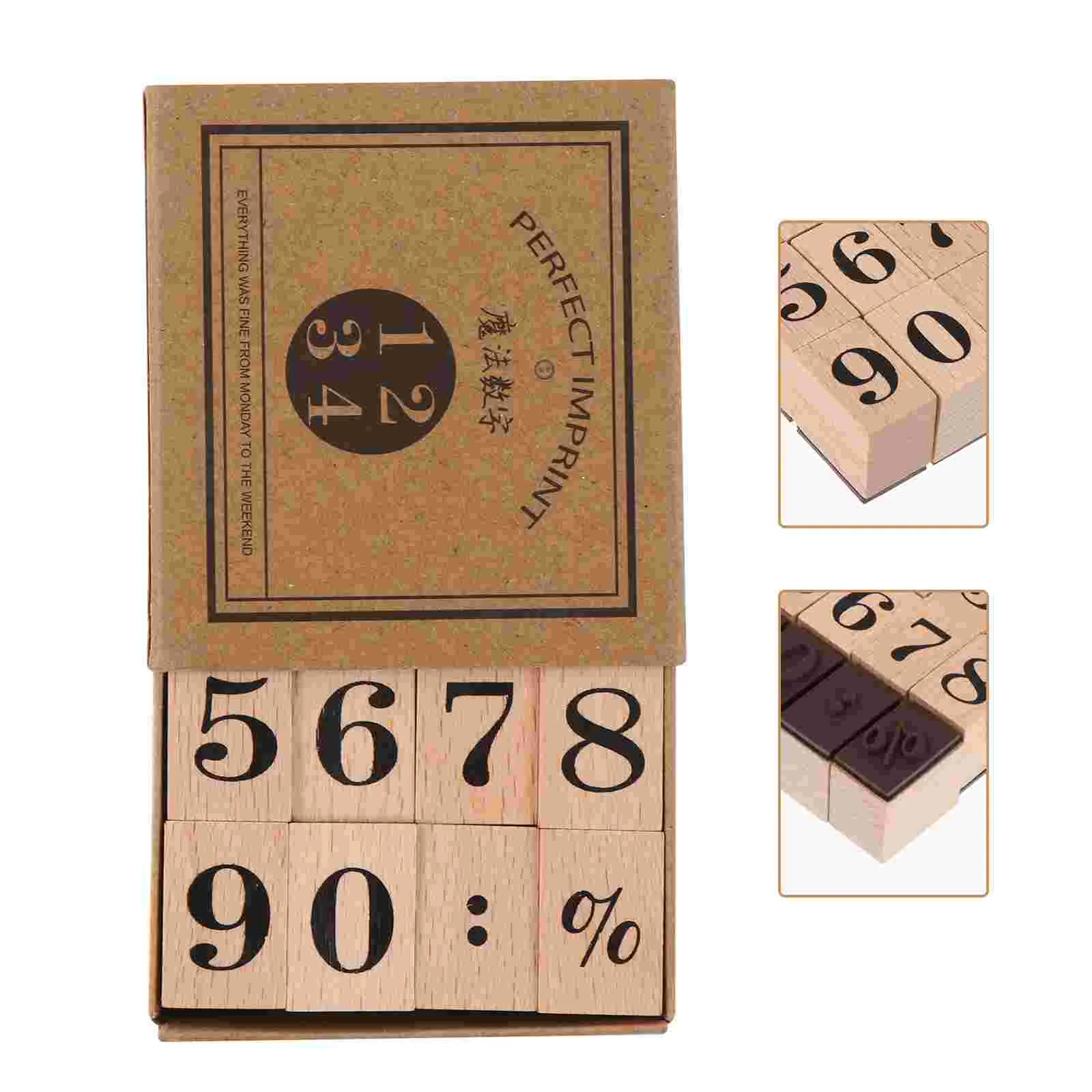 

Wooden Stamp Set Stamps DIY Planner Scrapbook Seal Number Numerals Craft