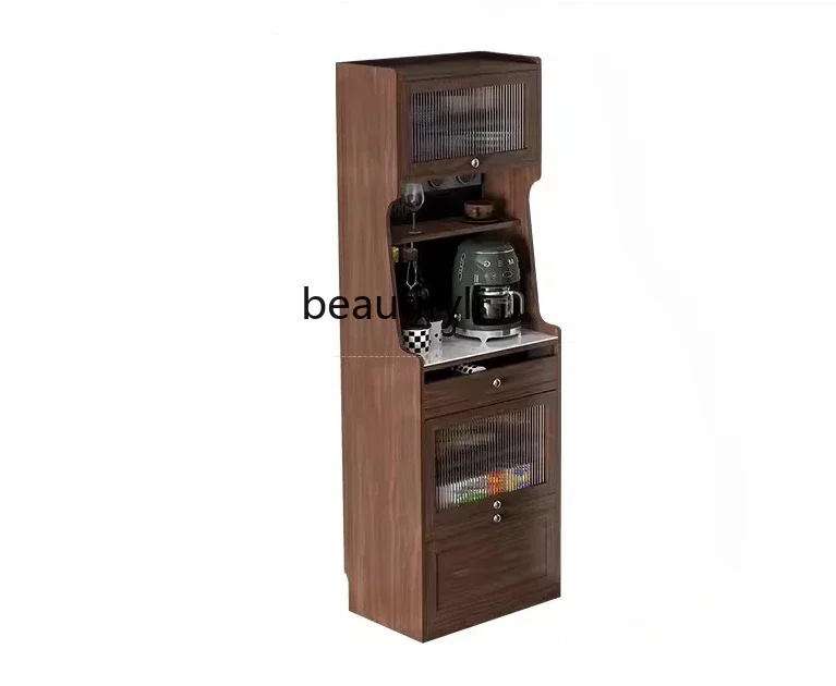 

Sideboard Cabinet Wall-Mounted Small Apartment Kitchen Solid Wood Tea Cabinet Living Room Locker Narrow High Storage Rack