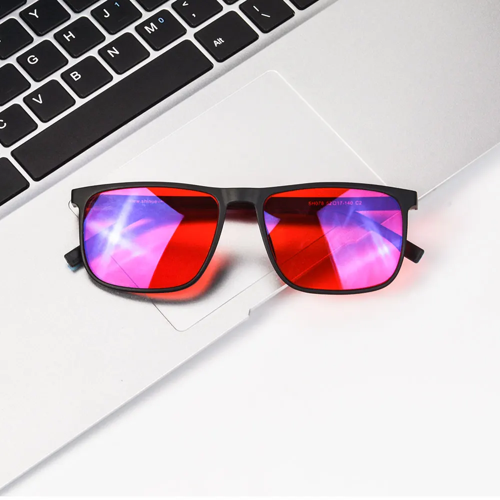 SHINU Good Sleep Blaulicht-blockierende Brille für Herren, rote Gläser, Anti-Grünlicht, beseitigt die Belastung der Augen, kann individuell angepasst werden – Detail 11