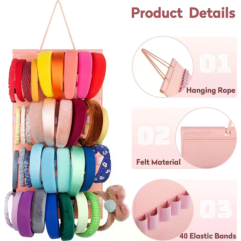 

Hanging Wall Headband Holder For Women Girls Felt Headbands Organizer Hair Bow Storage Hairpins Hair Accessories Display Stand