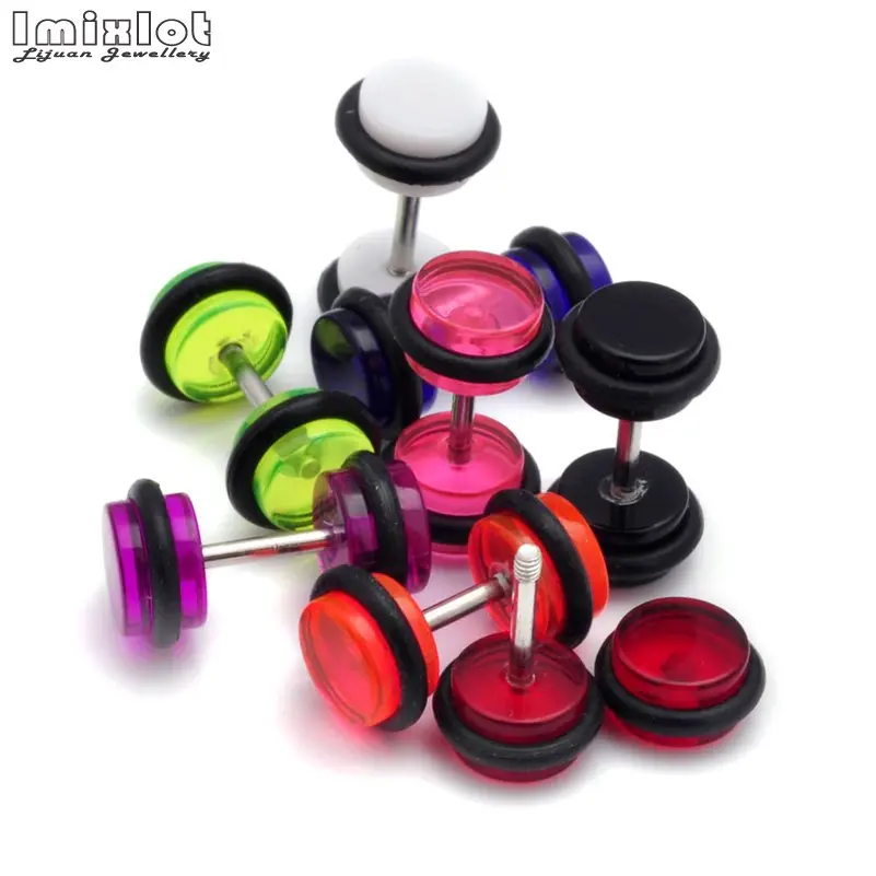 2PCS Acrylic Fake Cheater Ear Plugs and Tunnels Ear Plug Piercing Earring Gauges Cheaters Stretcher Body Jewelry Piercings