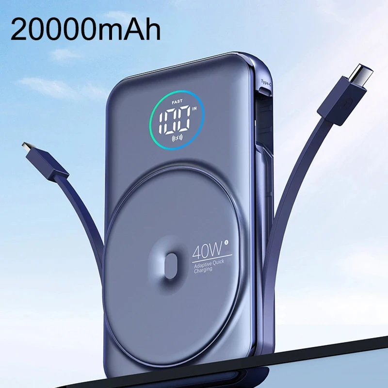 Magnetic Power Bank 20000mAh 40W Fast Charging Wireless Charger Powerbank for iPhone 15 14 13 Xiaomi Portable External Battery