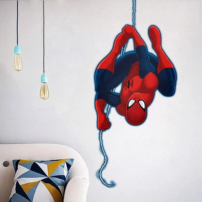 3d Effect Hero Spiderman Wall Stickers For Kids Rooms Nursery Home Decor Cartoon Decorative Wall Decals PVC Poster DIY Mural Art