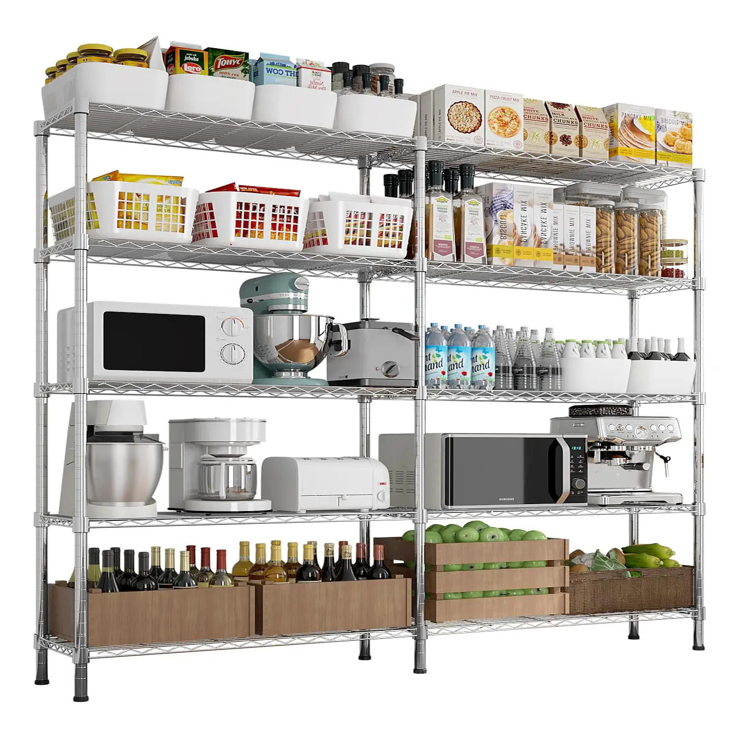 5-Tier Adjustable Wire Shelf Storage Rack Space Saver for Garage Home Office 58