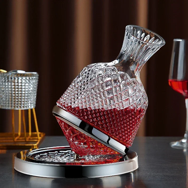 

High Grade Crystal Glass 360 Rotating Decanter Tumbler 1500ml Decanter Wine Dispenser Aerator Mirror Jug Gift Bar Decoration