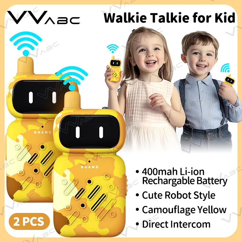 

VVABC New 2pcs mini Walkie Talkie for Kids Rechargable 400mah Battery Cute Style Children Interphone Toys Gift Child Intercom