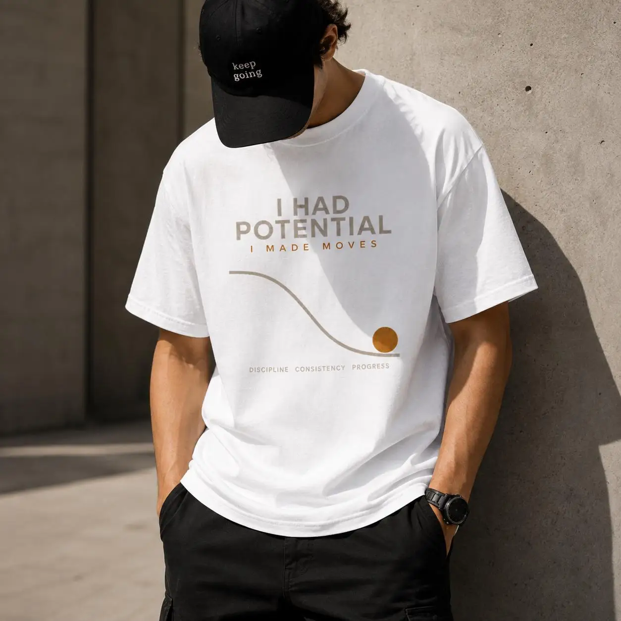 I Had Potential Wave Graphic T-shirt | Minimalist Motivational Tee High-Quality T-Shirt Classic Fashion Soft and Comfortable
