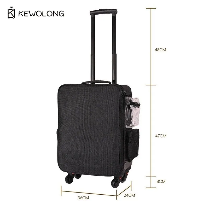 حقيبة فنان مكياج احترافية - منظم مستحضرات تجميل كبير مع مقصورات متعددة للأظافر والوشم