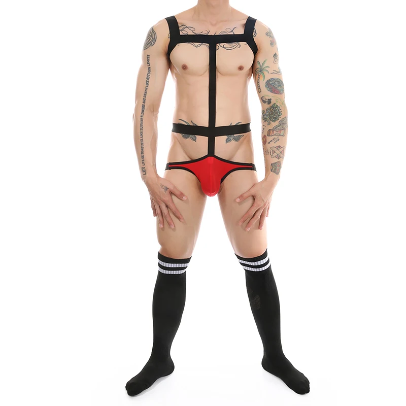 CLEVER-MENMODE Sexy Seat Belt Thong BDSM Bondage Belt Fetish Outfit Male Gay Body Band Armband Lingerie Suit