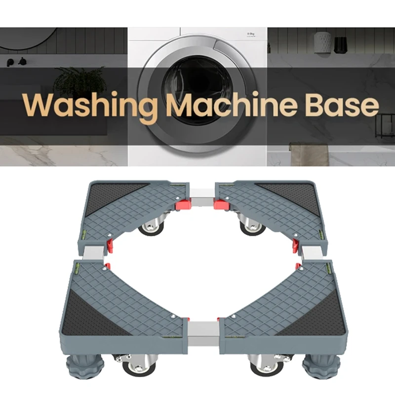 Extendable Washing Machine Base With Wheels Non-Slip Anti-Vibrator Mobile Base For Washing Machine Bathroom