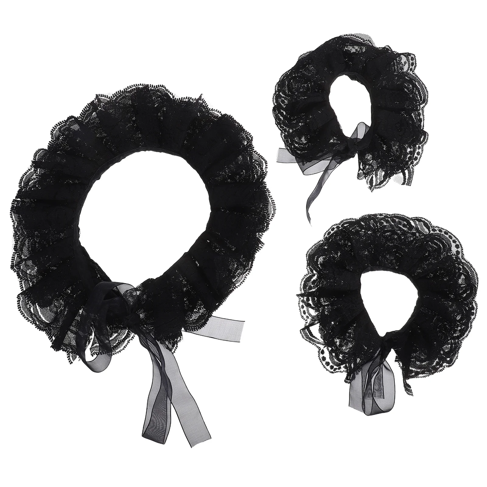 

Retro Scarf Hand Sleeves Lace Collar Cuffs Kit Ruffles Collars for Women Black Women's