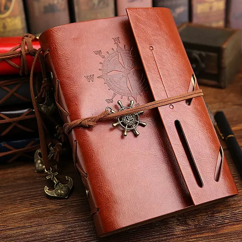 Retro Notebooks & Journals Agenda Binder Sketch Leather Soft Cover A7 14x10cm Replaceable Kraft Paper Inner Korean Stationery