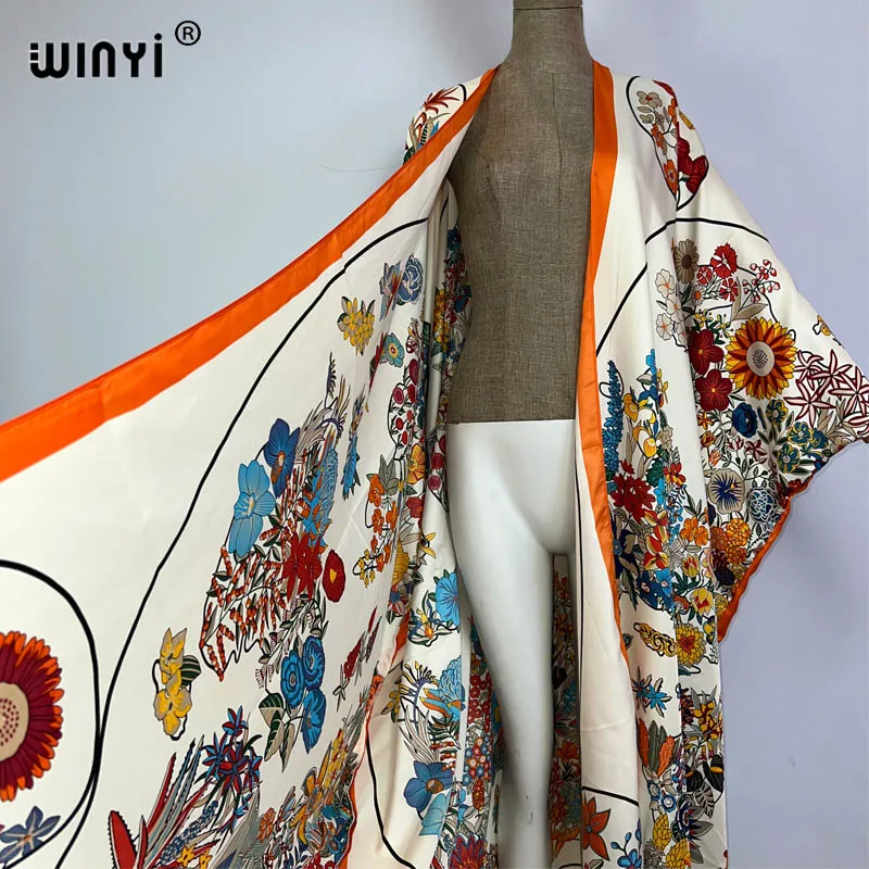 WINYI Africa kimono elegancki 2023 nowy boho sukienka z nadrukiem boho kaftan dla kobiety elegancki kardigan seksowny plaża strój kąpielowy płaszcz