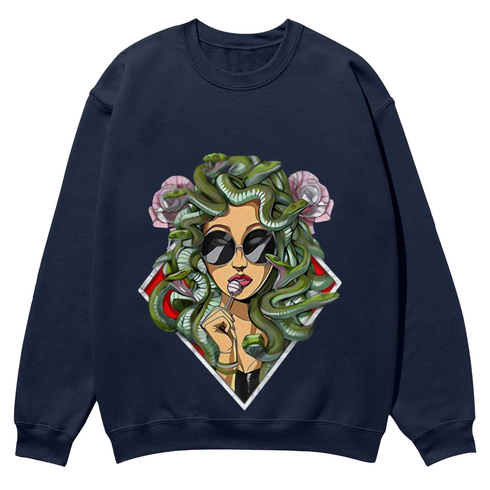 سترة قطنية مطبوعة على شكل ثعبان للفتيات ، ياقة دائرية ، سويتر مصمم على الموضة ، كتف حديث ، خريف وشتاء ، اتجاه جديد #5