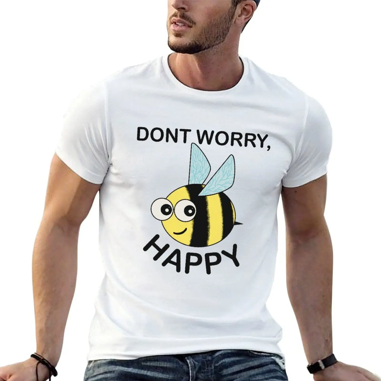 

shirt Worry, brand Happy t t for quality t Don't man shirts Bee T-Shirt cotton high men man shirts man luxury