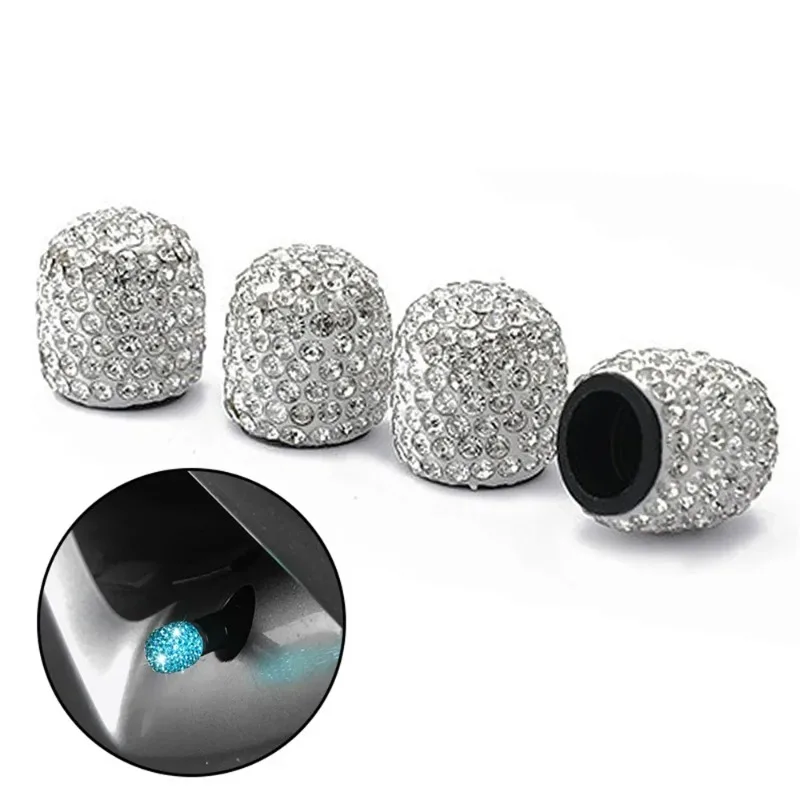 4PCS Car Tire Valve Caps Diamond Shining Dust-proof Wheel Valve Cover Vehicle Bling Crystal Valve Cap Car Styling Accessories