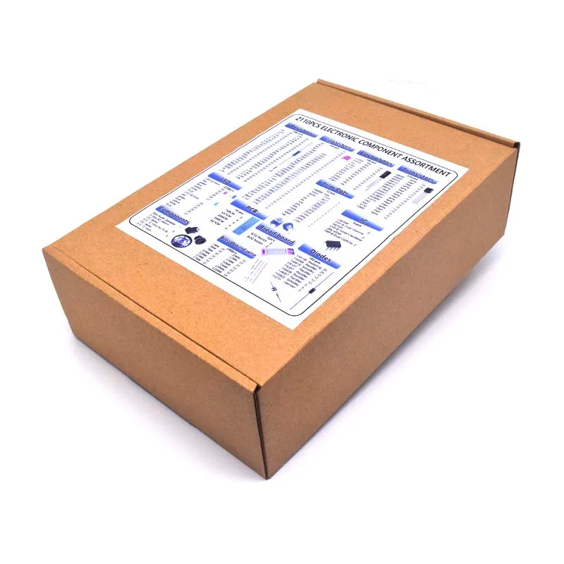 2110PCS Mega Electronic Component Kit Assortment, Capacitors, Resistors, LED, Transistors, Diodes, 1n270 Germanium, DC Jacks