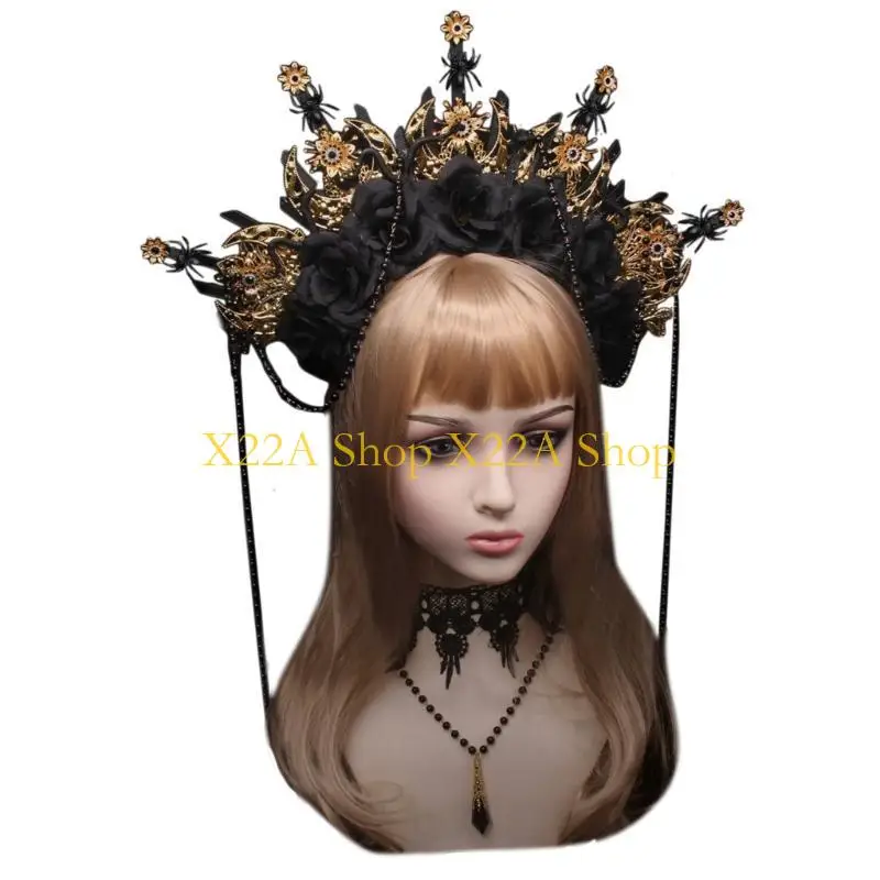 

Unique DIY Headband Vintage Hairband Gorgeous Baroque Spiked Tiaras Headpiece Deity