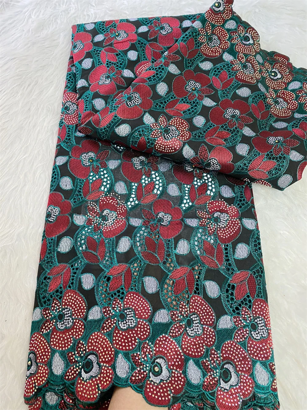 

2025 African Nigerian Tulle Lace Fabric for Sewing High-Quality Damask Cotton Pure Embroidery Wedding Party Style 5Yard