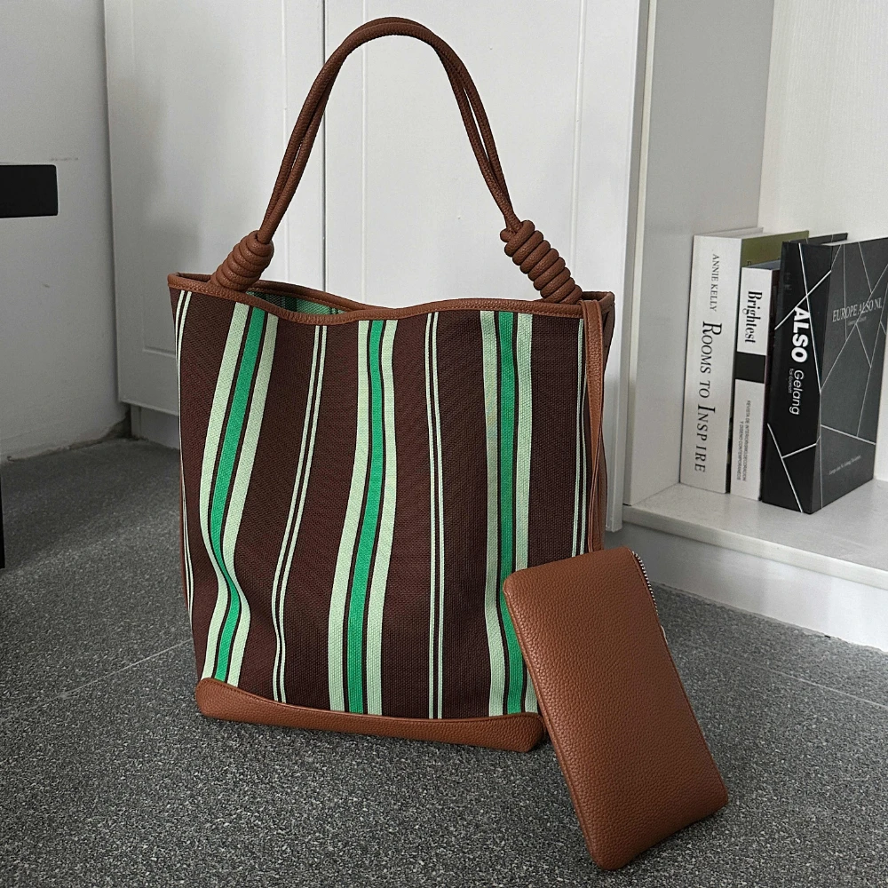 

Motingsome 2025 Spring New Color Contrast Women Tote Luxury Cotton Fabric Oversize Bags Minimalism Lady Daily Purse Big Tote