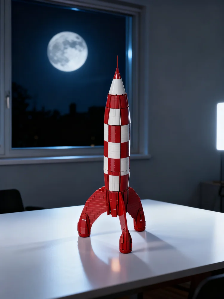 2116pcs MOC Kuifje Maan Raket Ruimte Model Bouwstenen DIY Cadeau Creatief Collectible Display Decor Premium Volwassen Kinderen Bureau - afbeelding 2