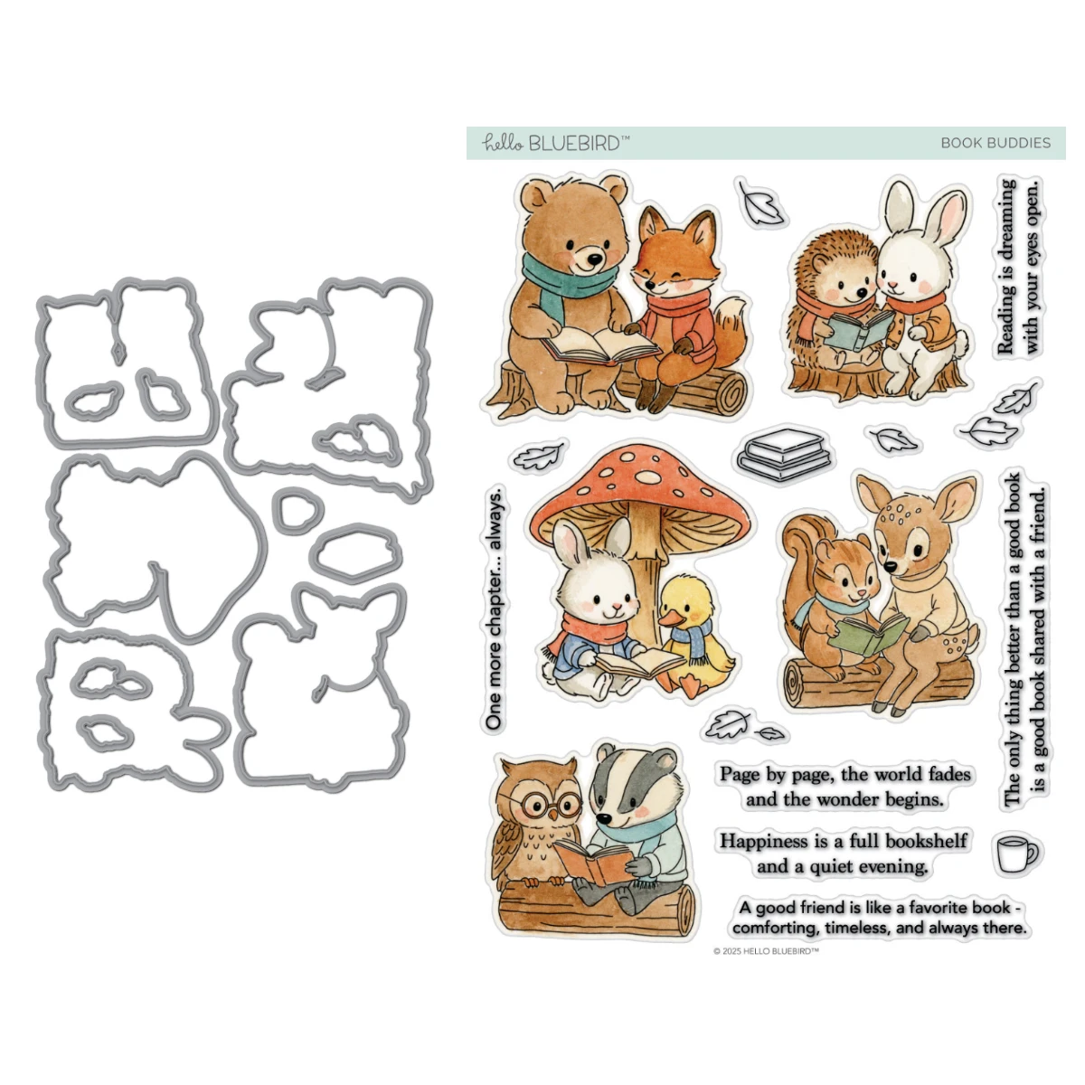 

Merry Christmas Frame Die 2025 New Dies and Stamps Fox Rabbit Book Buddies Die Cut DIY Scrapbooking Greeting Card Holiday Gift