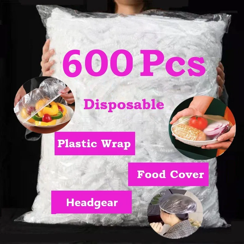 

600 disposable food covers, plastic food bags, elastic packaging, food covers, bowls, dishes, shoes, shower caps, kitchen access