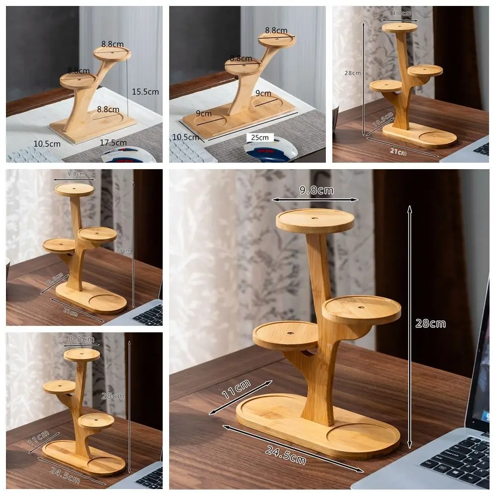 1pc Multi-functional Bamboo Plant Stand Tree-Shaped Multi-Tier Succulent Display Rack Desktop Decor Flowerpot Tray Home Office view 6