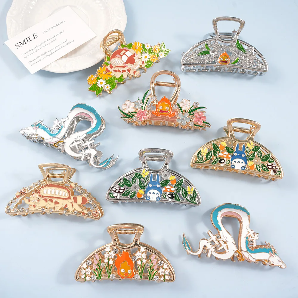 7 estilo de moda bonito dos desenhos animados chama garra de cabelo barco dragão grandes garras de cabelo novo gato japonês garra clipe acessórios de cabelo para mulher