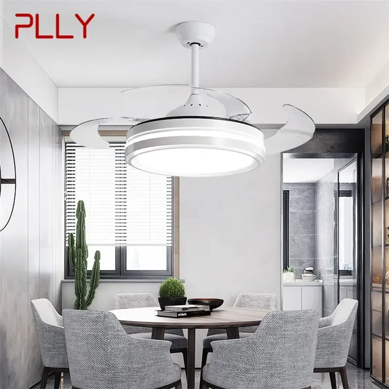 PLLY Ceiling Fan With Lights Remote Control 3 Colors LED Decorative For Home Living Room Dining Room Bedroom Restaurant