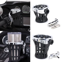 Neue Schwarz Chrom Motorrad Trinken Halter Bike Wasser Tasse Flasche Halter Lenker Flasche Halter kaffee stand Zubehör Gummi