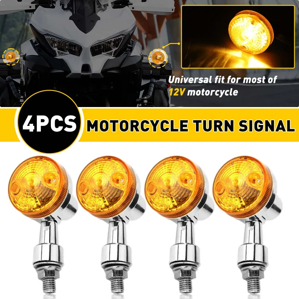 

OXILAM 4Pcs Motorcycle Turn Signal Indicator Light Blinker for Kawasaki Suzuki Honda Amber Mini Moto Lamp 12V Universal Approved