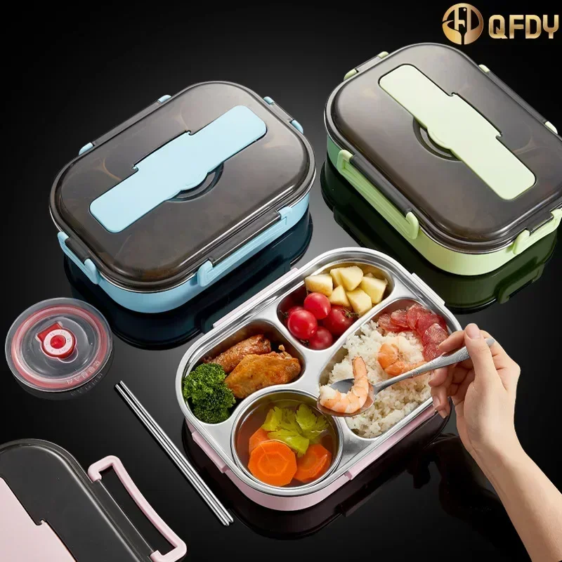 

Thickened insulation heating fast food box, 304 Stainless Steel Lunch Box Bag Compartment，student office worker lunch box