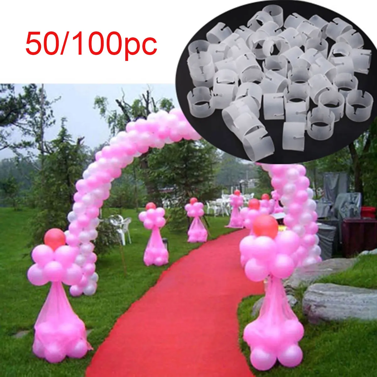 

200pcs Connectors Plastic DIY Balloon Clip Accessory Clip Ring Accessory Party Decorations Balloon Buckle Folder