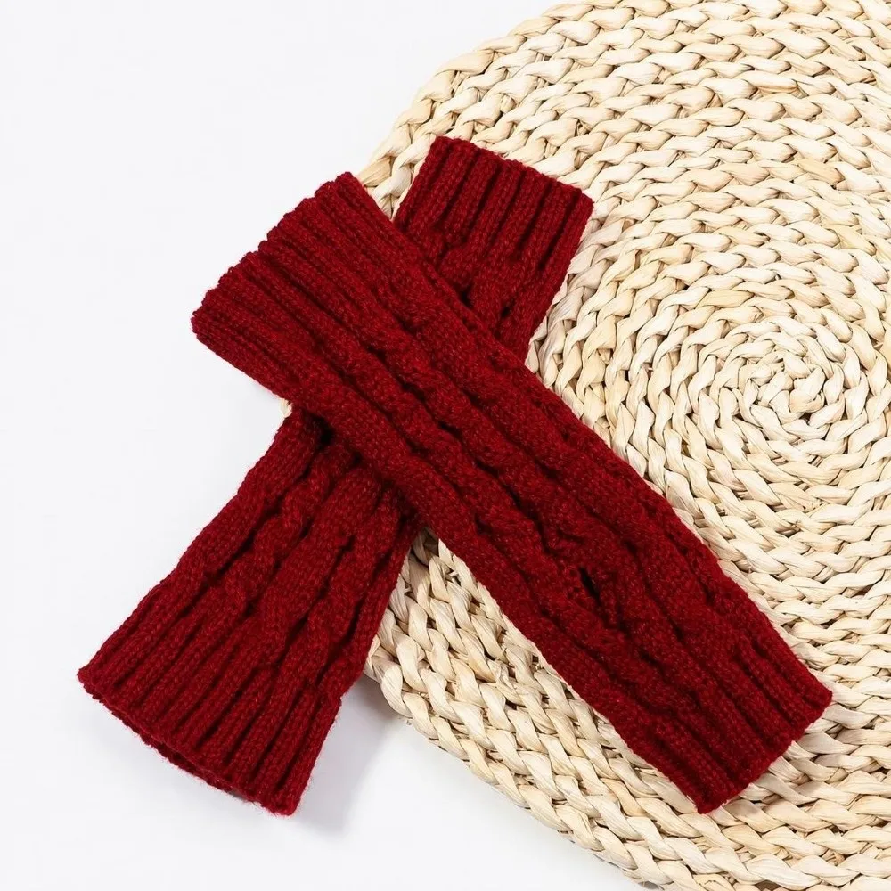 Women Girls Arm Warmers Fingerless Gloves Thick Warm Elastic Button Mitten Twist Fingerless Mittens