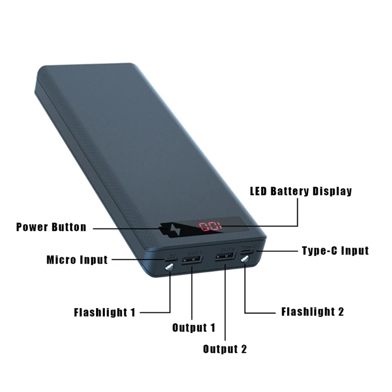 Odłączany podwójny wyświetlacz USB LCD DIY 10x18650 bateria do skrzynki Power Bank do powłoki przenośne pudełko zewnętrzne bez ochrony