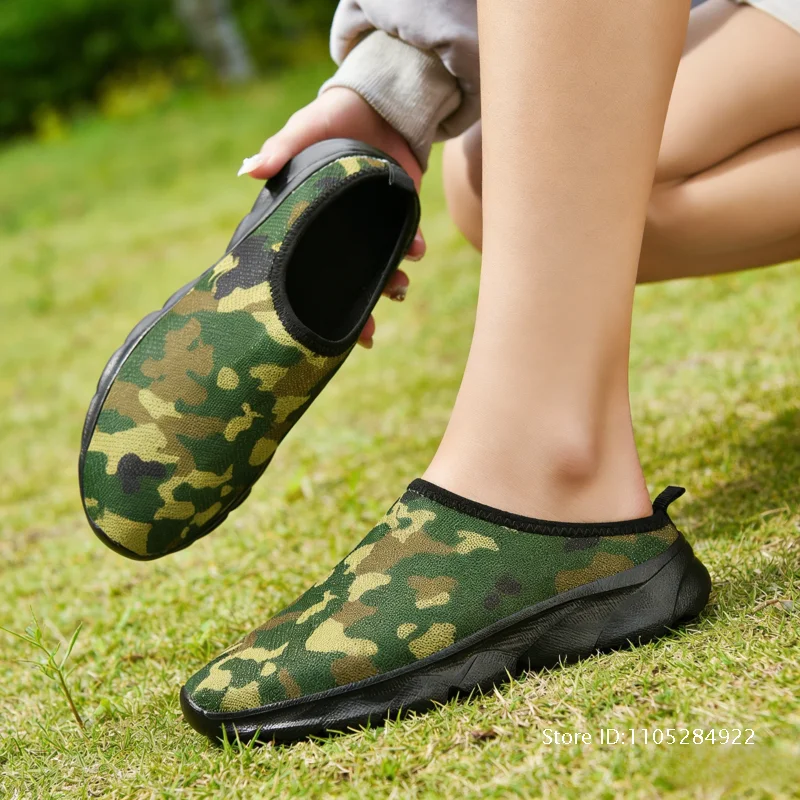 

Couples Camouflage Water Shoes for Men Summer Breathable Mesh Slip On Sandals Quick Dry Outdoor Aqua Slippers