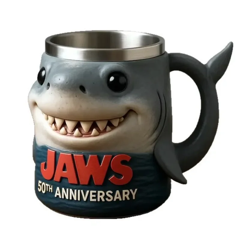 Cute Shark Resin Cup Desktop Ornament Novelty Home Decor Craft for Office Desk Shelf Display Unique Figurine Gift