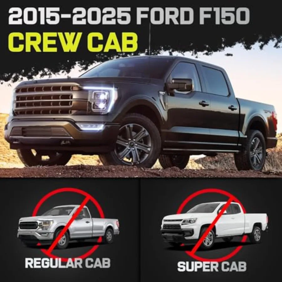 Treeplanken compatibel met voertuig 20152025 Ford F150 SuperCrew Cab met 4 fullSize deuren 4,7 inch Drop Down Side Steps F