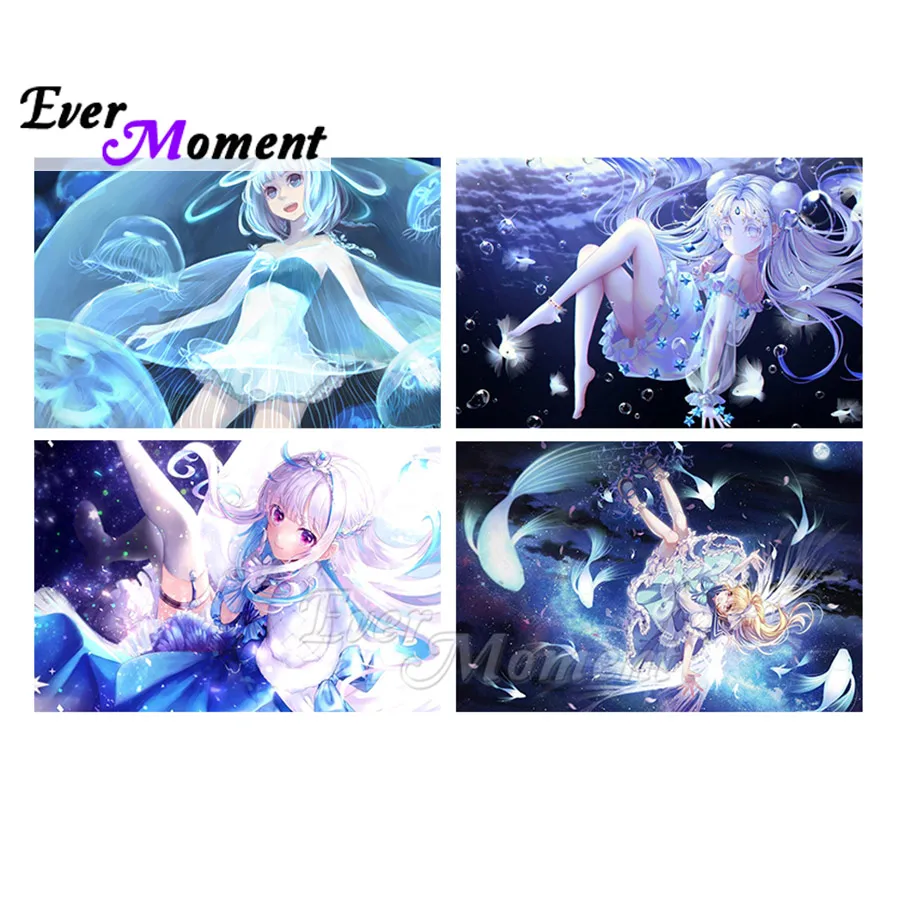 

Ever Moment Алмазная современная картина на холсте со стразами, картина, украшение, вышивка, Япония, аниме, мультфильм, красота, девушка, сделай сам, ASF2365