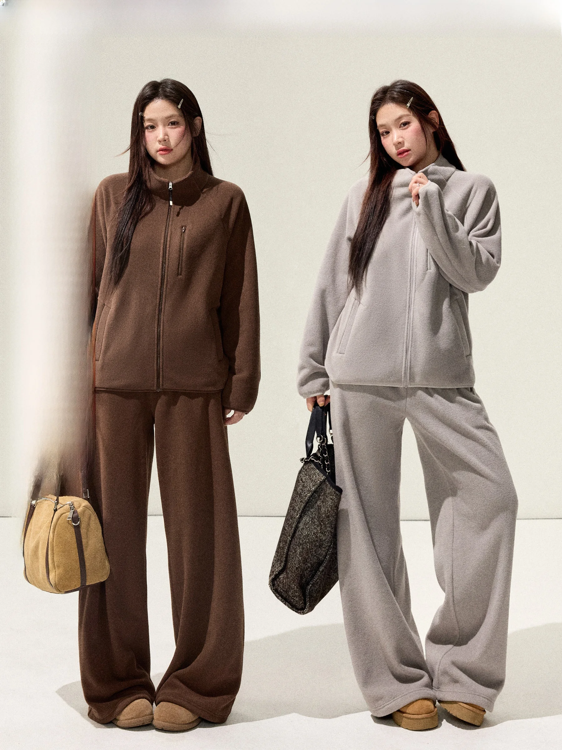 

JULULOOK Plus Size Studio "Crunchy Cookie" Fce Толстовка на молнии с капюшоном Jaet Повседневные брюки Комплект длинных брюк с высокой талией Thiened Autum...