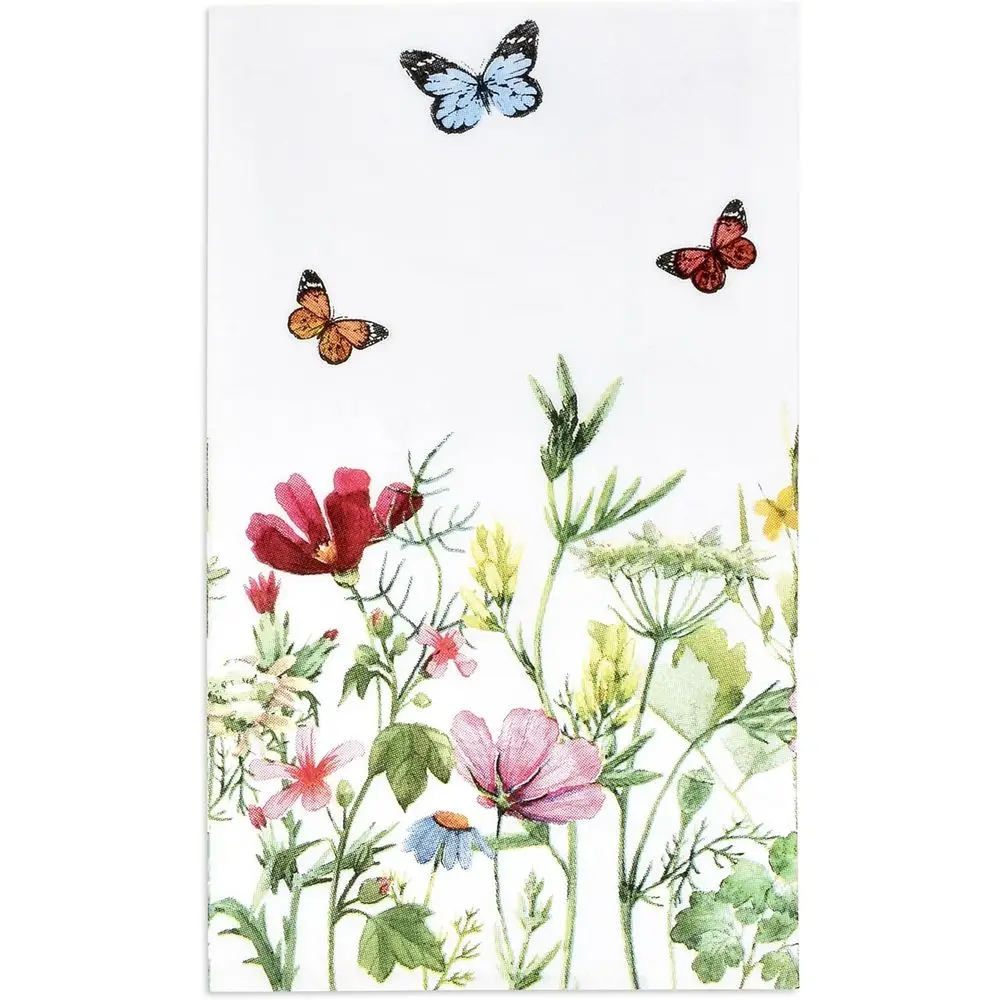 Spring Floral Disposable Paper Hand Towels for Garden-Themed Bathroom Use
