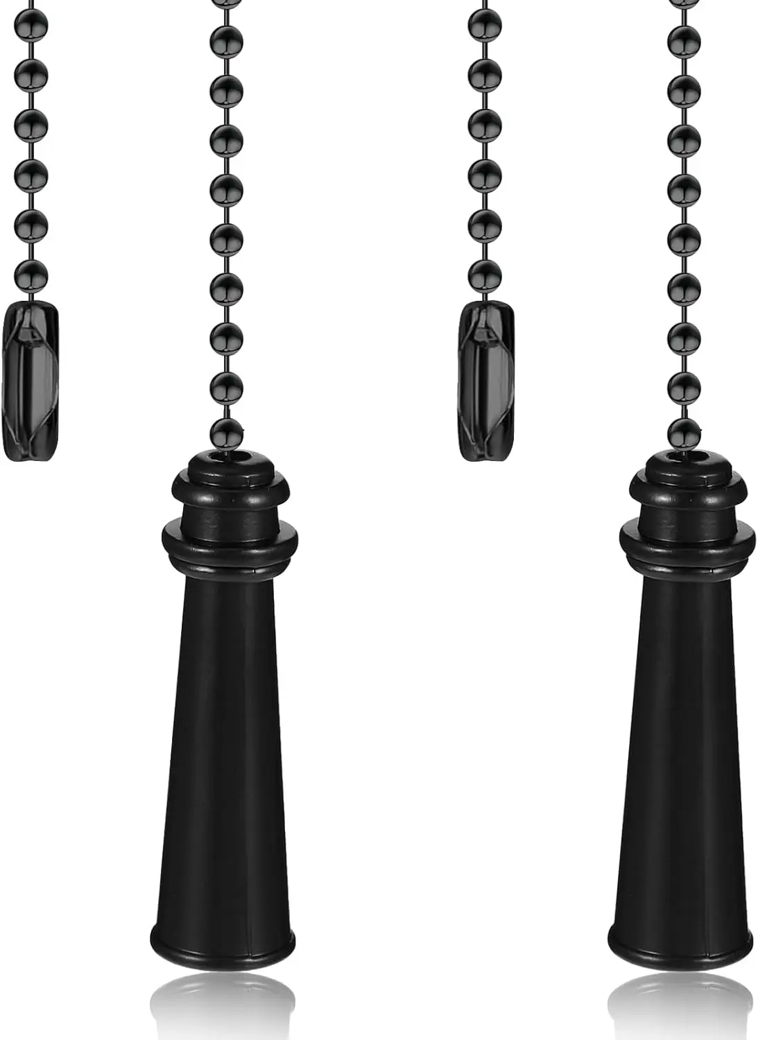 2 Pcs Metal Ceiling Fan Pull Chain Set, Black Pull Chain Extension with Connector Lamp Pull Chain for Ceiling Light Lamp Fan Pul