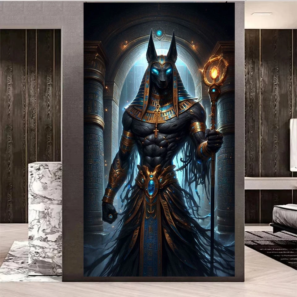 

Anubis God diamond painting Jewelry cross stitch kits Full Square Round Diamond mosaic rhinestones Man Picture Home decoration,