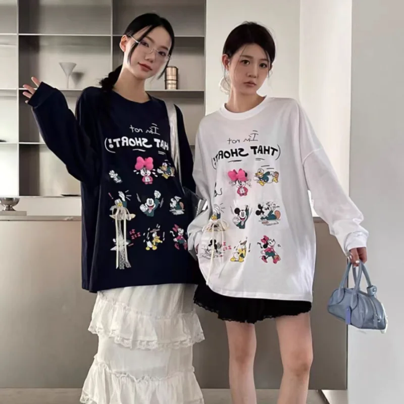 

100% cotton cartoon Hello Kitty T-shirt new long-sleeved loose casual gothicT-shirt Sanrio top women's clothing 50% discount