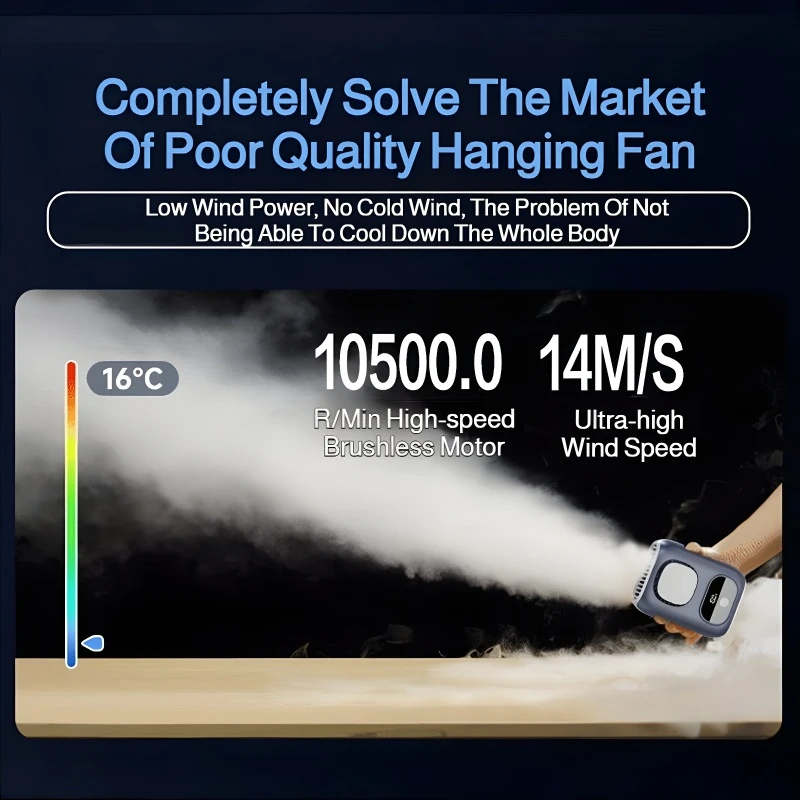 Summer Portable Waist-mounted Fan 3CM Ultrathin 4000mAh Clip on Strong Wind Small Fan Outdoor Work Neck Hanging Cooling Fan image 3