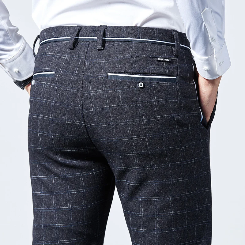 

Black Formal Plaid Pants Men Trousers Straight Regular Fit Office Dress Suit Pants Wedding Business Clothing spring Autumn 2022
