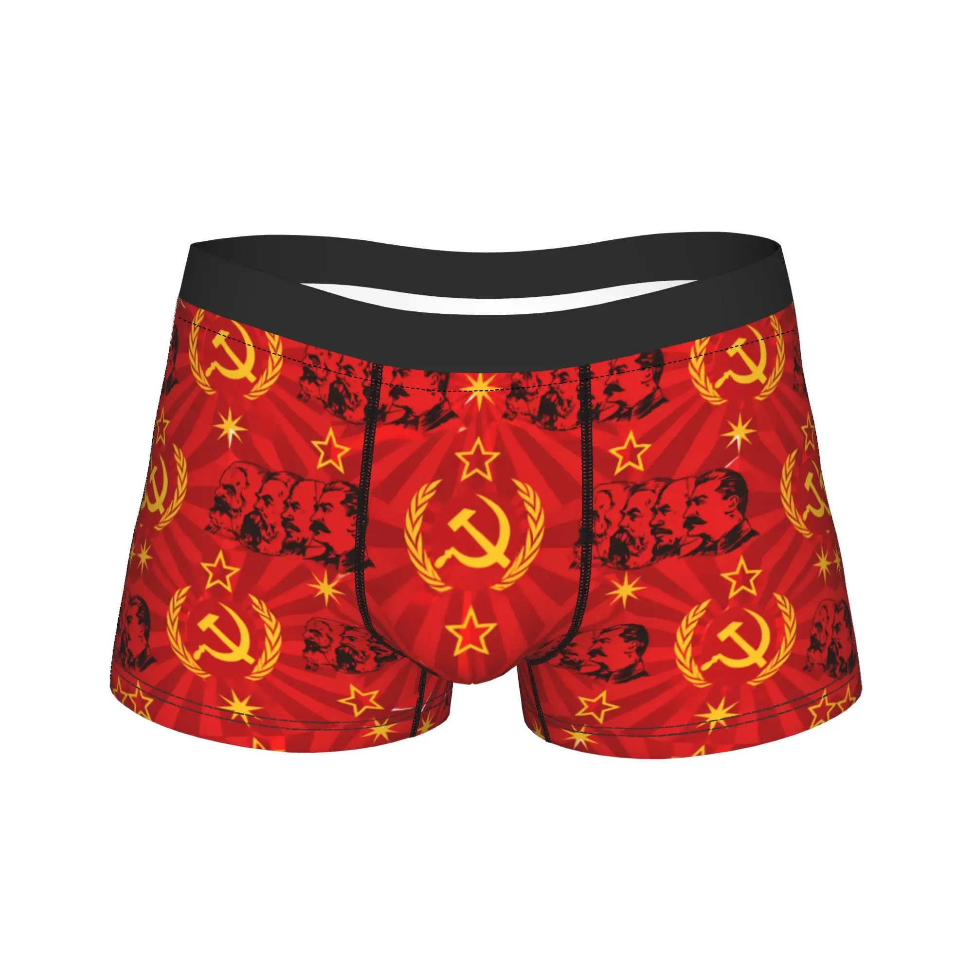 USSR Soviet Union Socialism Flag Shorts Briefs  Underwear Quality Men Classic Trunk Custom DIY Plus Size Panties