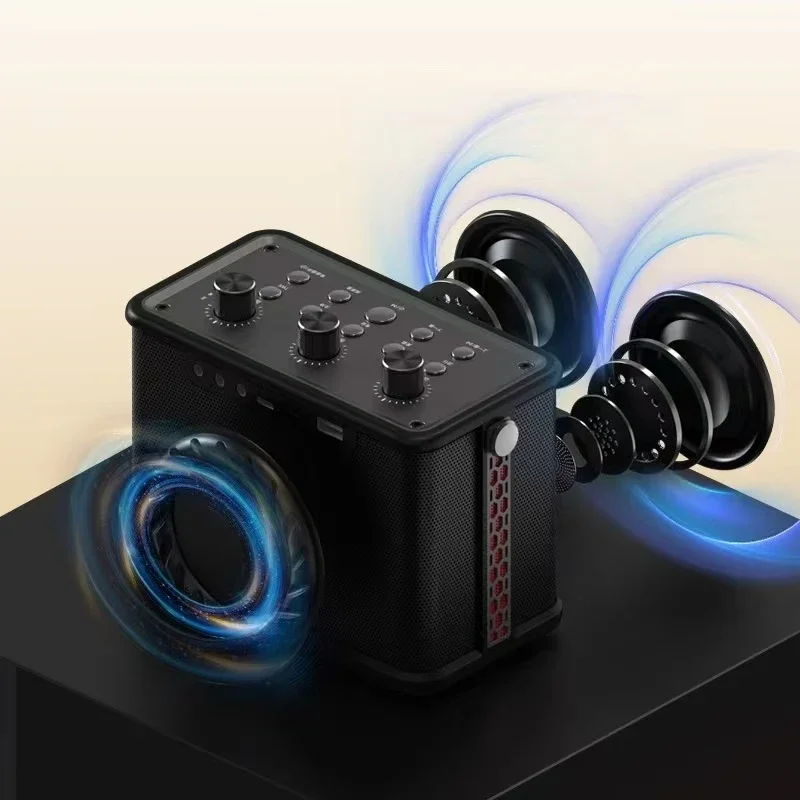 2026 New Smart Home Karaoke Speaker With Dual Microphone Wireless Mini KTV Portable Entertainment Sound Box