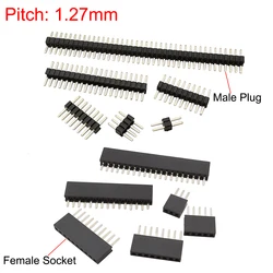 10Pcs 1,27mm Einreihig Männlich Weiblich Steckdose Abtrünnigen PCB Board Pin Header Stecker 1,27 Streifen Pinheader 2P-50 pin